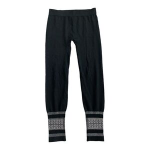 F&F Women's Black Silver Ornament Leggings M Nylon Spandex Stretch Activewear VG